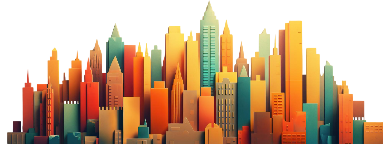 Colorful city skyline